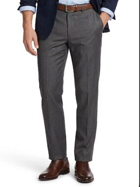 Banana Republic Men's Gray Wool Plaids Flat Front Dress Pants Size 36 X 32